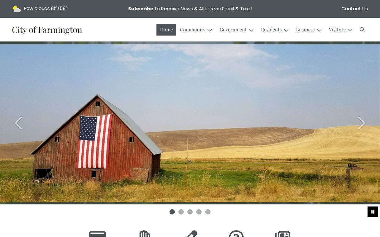 Official City of Farmington, Iowa website used to verify the correct community